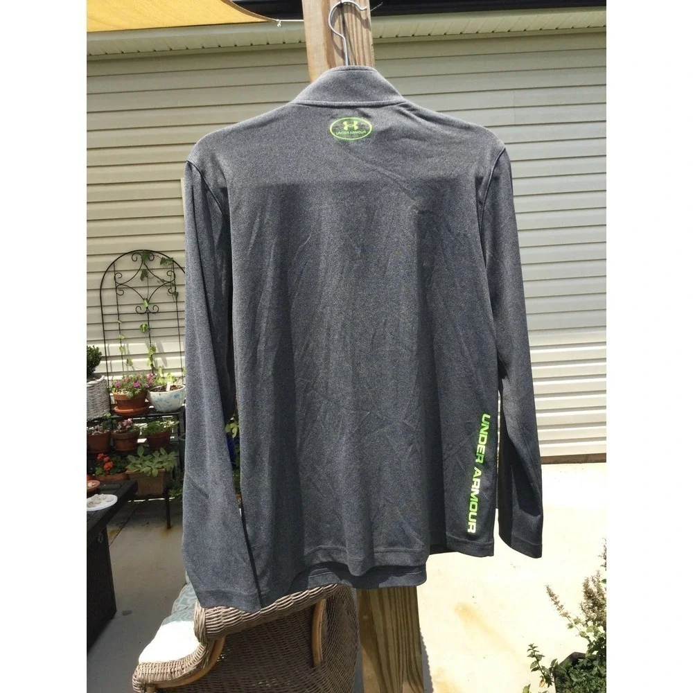 Under armour youth 1/2 zip pullover athletic logo neon yellow sz yxl extra large